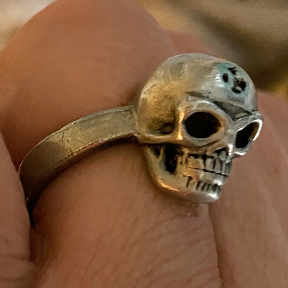 Sterling Silver Harley Motorcycle Skull Club Ring